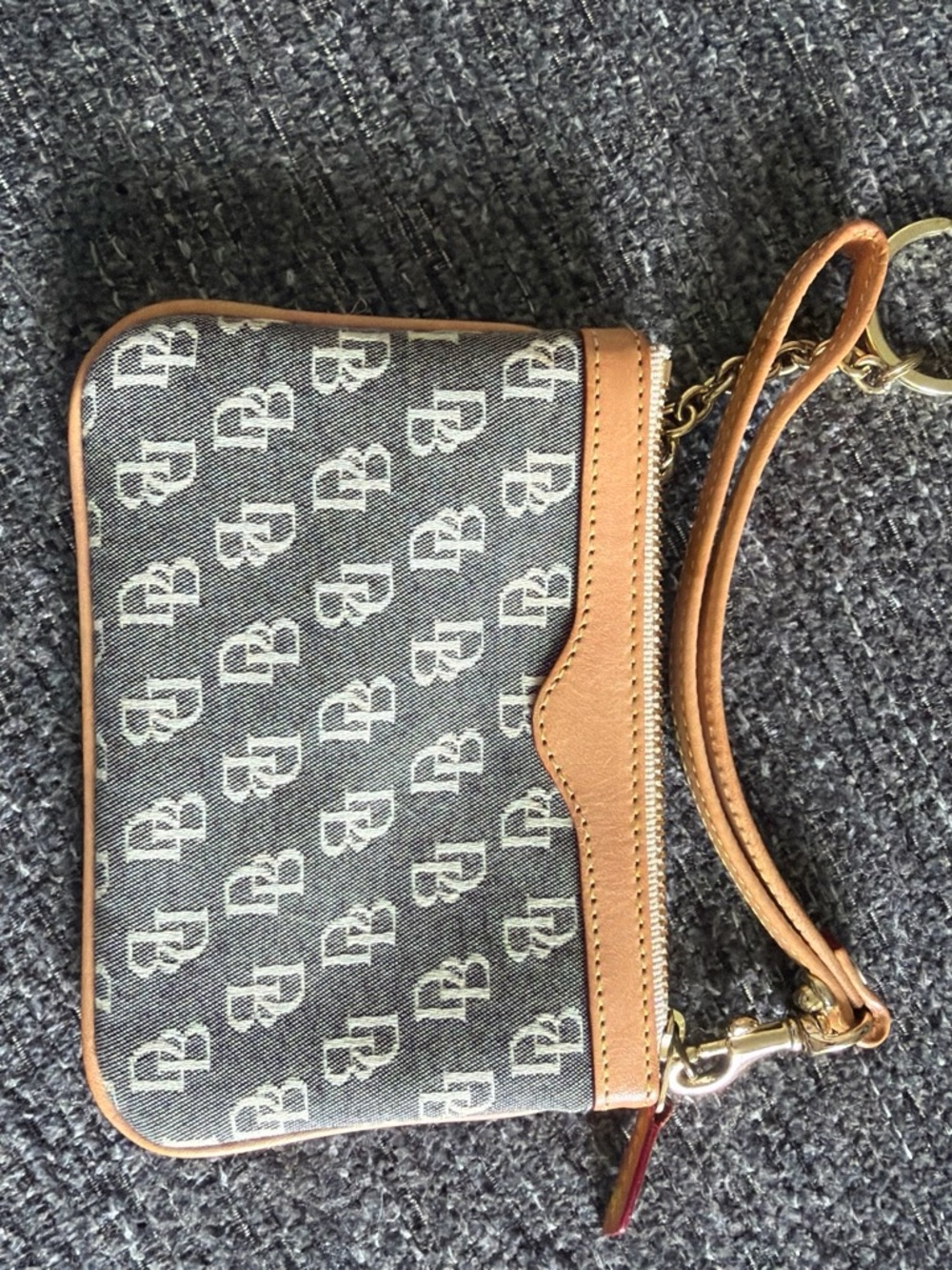 Dooney & Bourke Monogram Wristlet in Brown and Gray